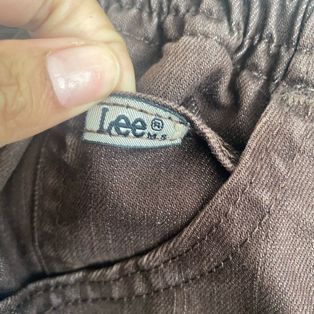 VIBTAGE LEE CHOCOLATE BROWN SIDE ELASTIC WAIST DENIM PANTS SIZE M